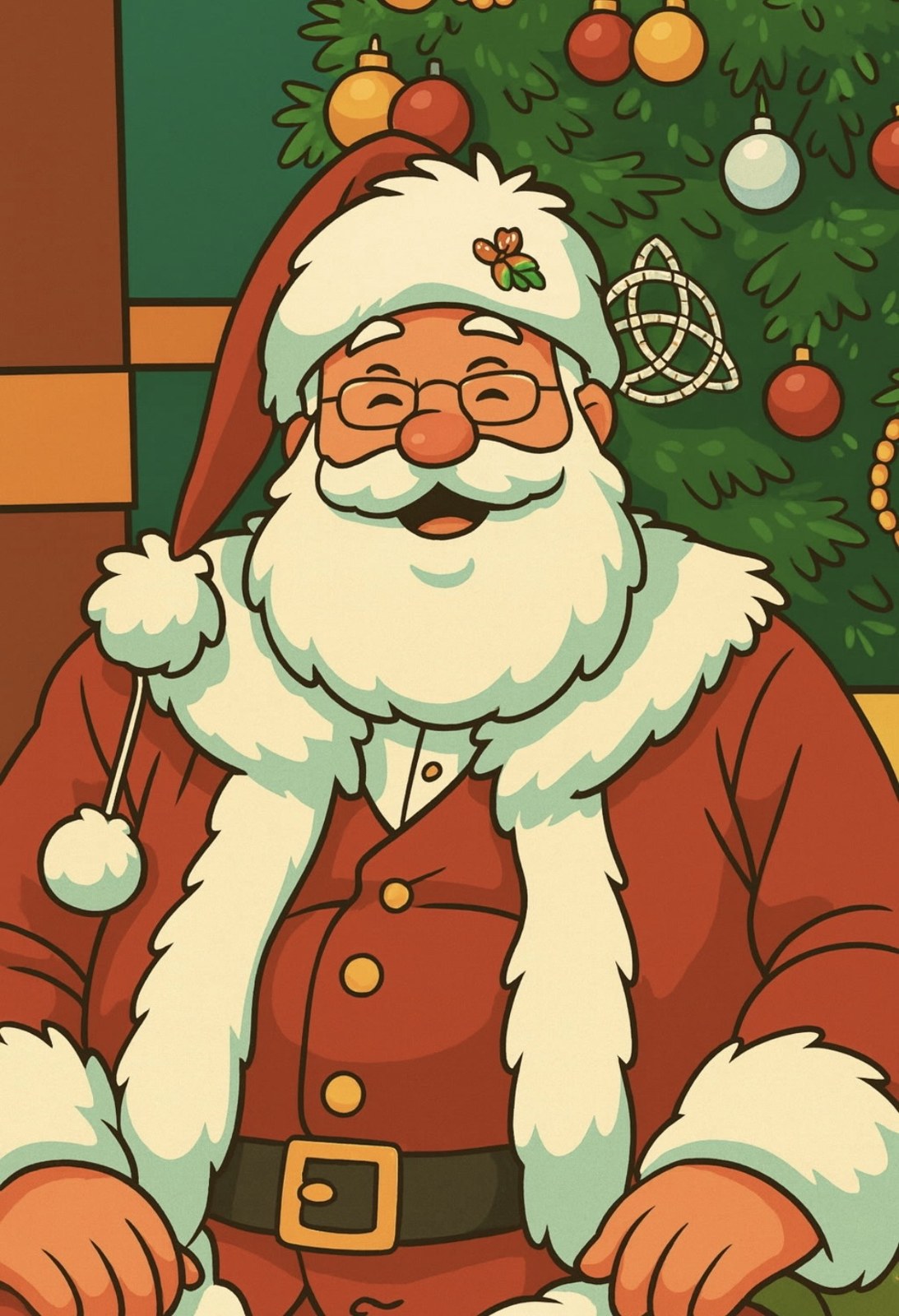 Cartoon Santa waving